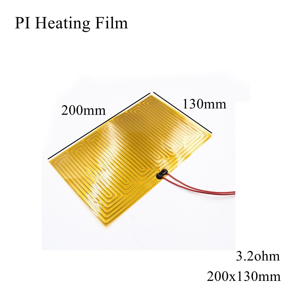 150X120Mm 5V 12V 24V 110V 220V Pi Verwarming Film Polyimide Adhesive Elektrische heater Plaat Panel Pad Mat Brandstof Folie Olie Motor Tank: 200x130mm