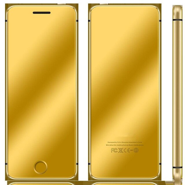 Cell Phones Ulcool V36 V66A Metal Body Bluetooth 2.0 Dialer Anti-lost Dual SIM Ultra Thin Credit Card Mobile Phone: Add 4GB TF card / V36 Gold