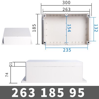 IP68 Waterproof Enclosure Plastic Box Electronic Project Outdoor Instrument Electrical Project Box Junction Housing with ears: 263-185-95
