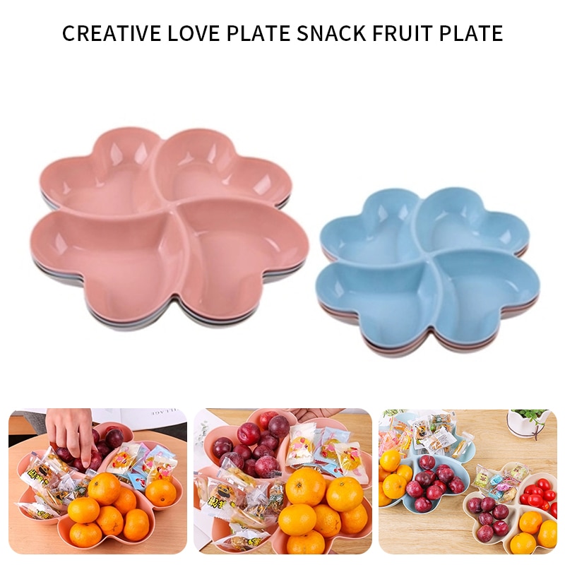 Heart Shaped Fruit Platter Plates Storage Box Dried Fruit Snack Plates Divided Candy Dessert Plate Container#1