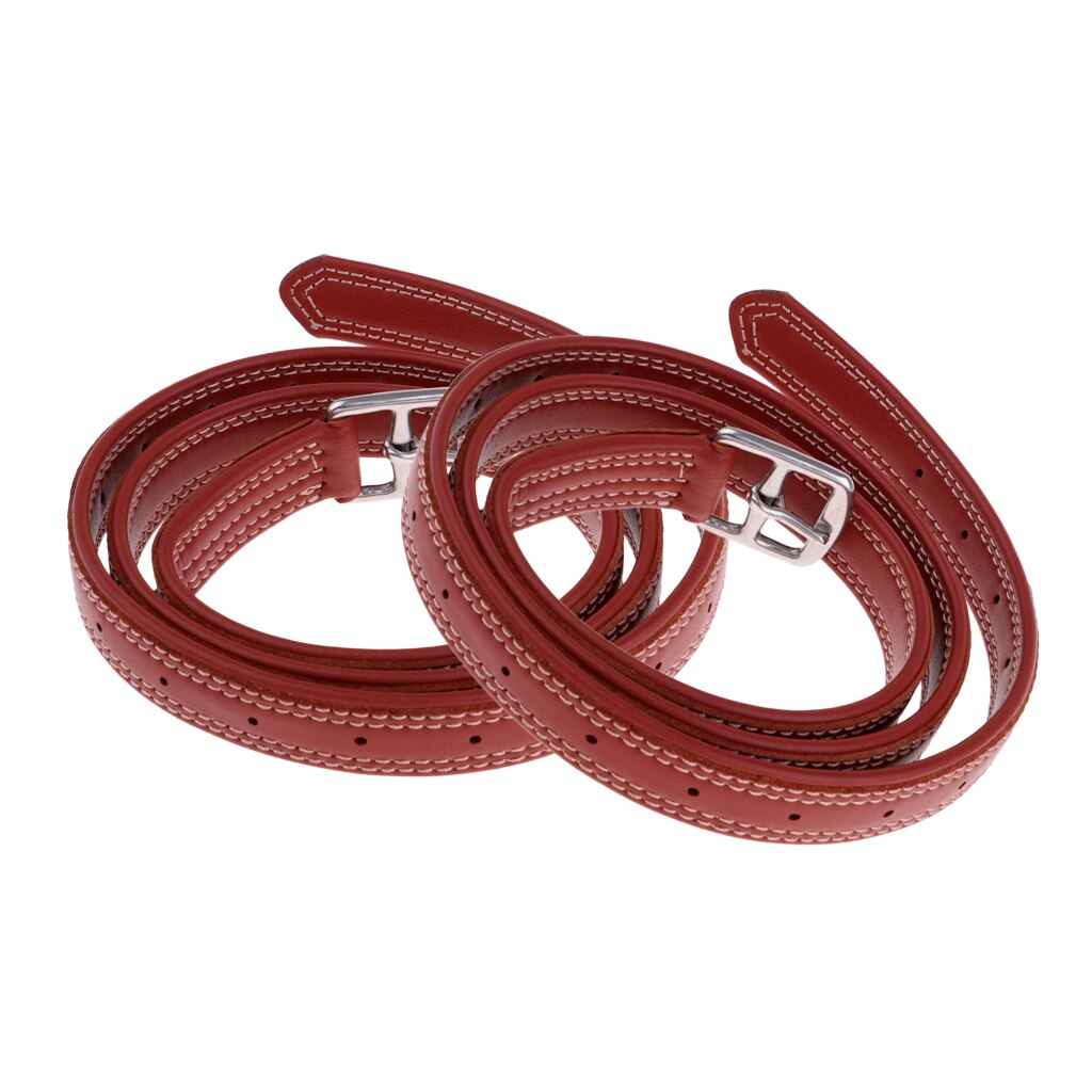 2 pièces 130cm 26mm equitation equitation étriers ceinture cuirs avec boucle inox noir/rouge