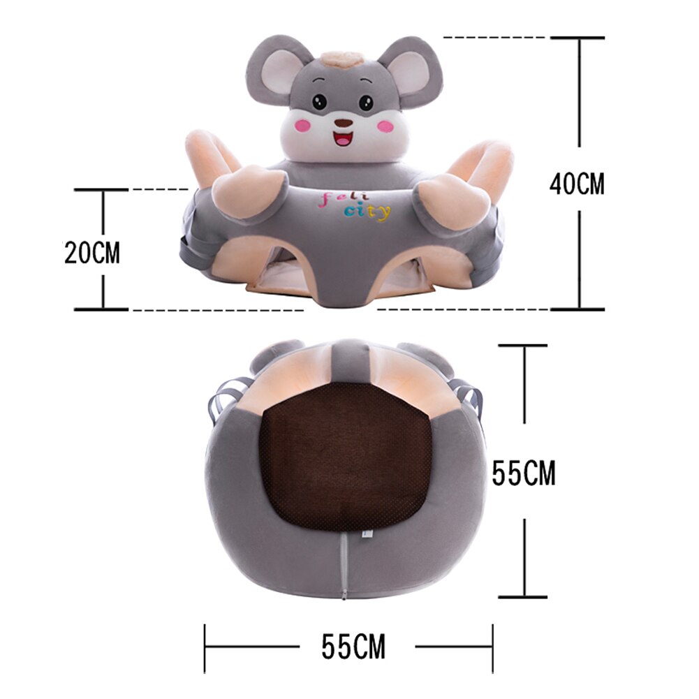 Cute Baby Plush Chair Sofa Practical Cartoon Animal Infant Baby Support Seat Chair Plush Toy for Learning Sit 45X48cm#37
