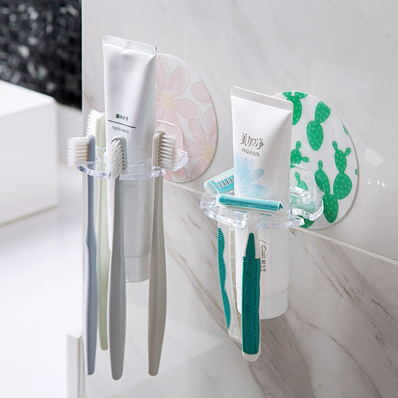 Toothbrush Holder Wall Mounted Toothpaste Holder for Bathroom Accessories Storage Toothpaste Dispenser