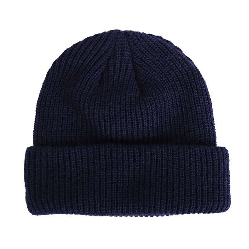 Mössor stickade mössor enfärgade kepsar för höst vinter män kort keps utomhus varm melon keps street keps dam hatt: Marin mössa