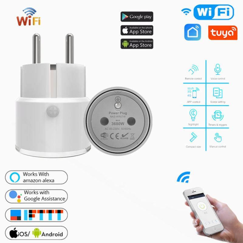 16A Tuya WIFI Smart Life Socket Support WiFi Network Remote Control Timing ON/OFF Smart Plug Socket With Power Energy Monitor
