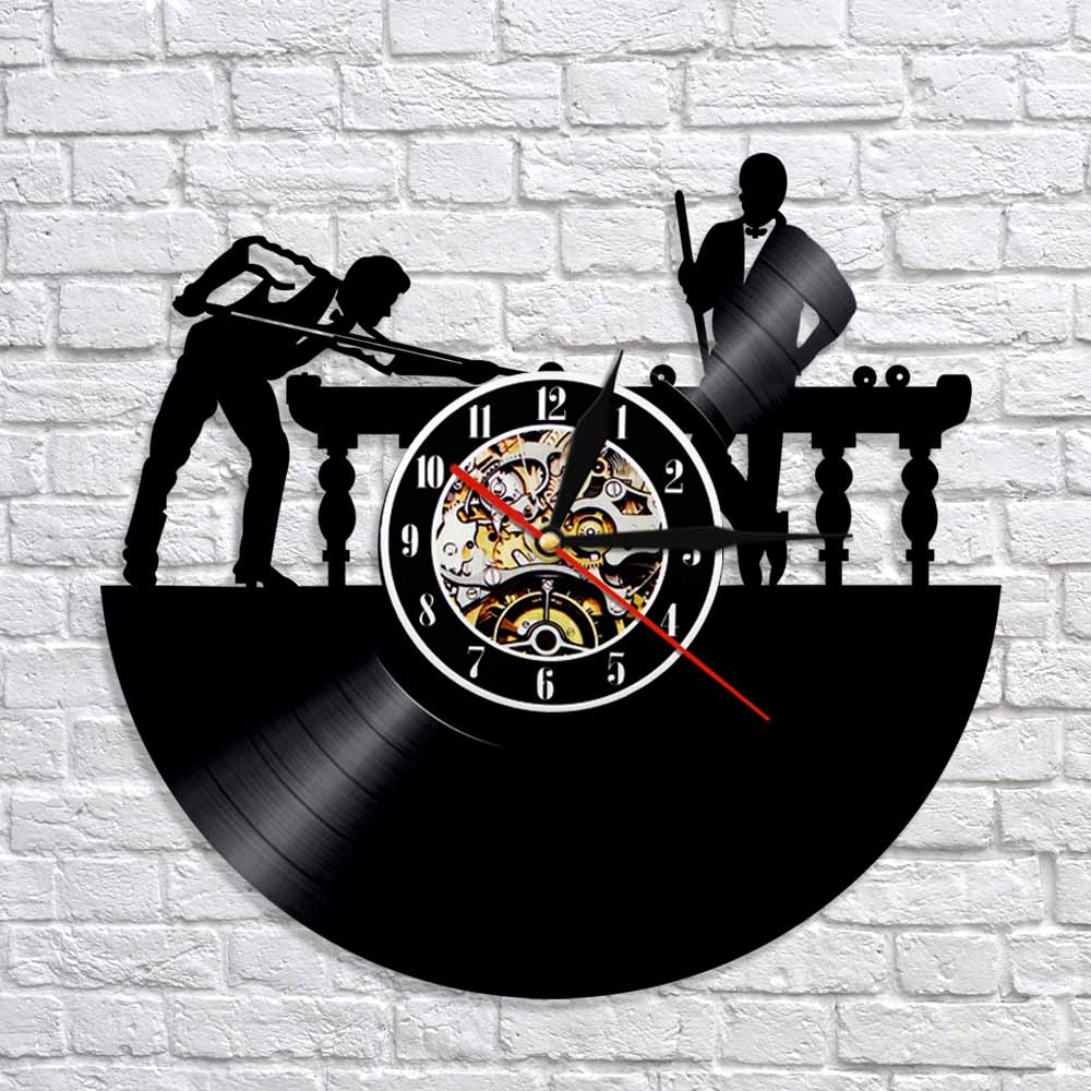 Horloge murale de billard en vinyle, décoration de salle de billard, moderne, uniques
