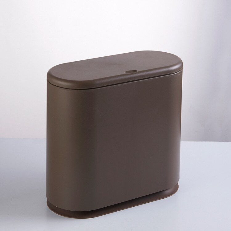 Prullenbak Rechthoek Plastic Push Vuilnisbakken Grote-Size Vuilnisbak Huishoudelijke Afval Opbergbakken Voor Keuken Badkamer Bustbin: brown