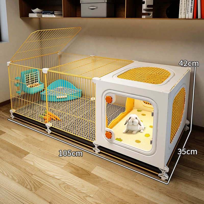 Jaula grande para conejos con zona para dormir separada, cómoda interior con bandeja extraíble para conejillos de indias, casa para conejitos, recinto para conejillos holandeses: Multicolor