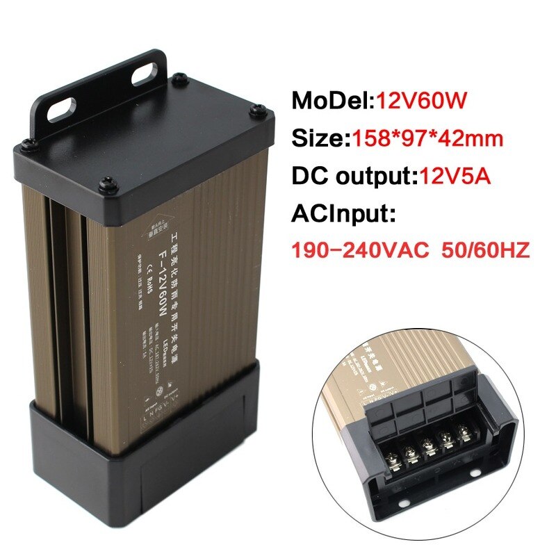 Ac dc transformatorer 220v to 12v 24v strömförsörjning matningstransformatorer 220v to 12v 24v strömförsörjning 12 24 v utomhus regntät