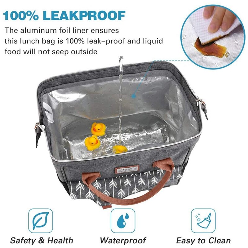 Lekebaby – sac à Lunch isotherme pour femmes, boîte à Lunch étanche à grande ouverture, sac isotherme réutilisable pour le travail des adultes