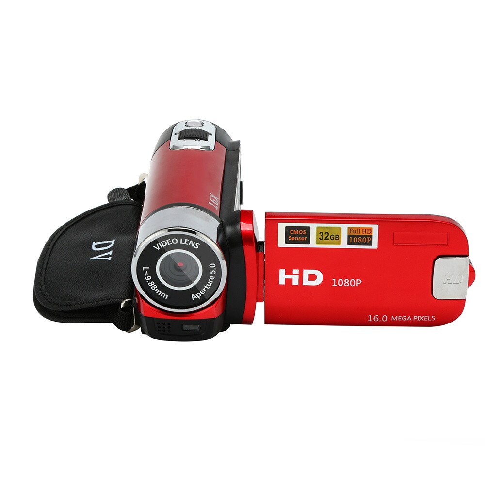 HD Digital Camera Video Camcorder HD Handheld Digital Camera 16X Digital Zoom Video Camera 1080P Appareil Photo Numerique L0607D: Red