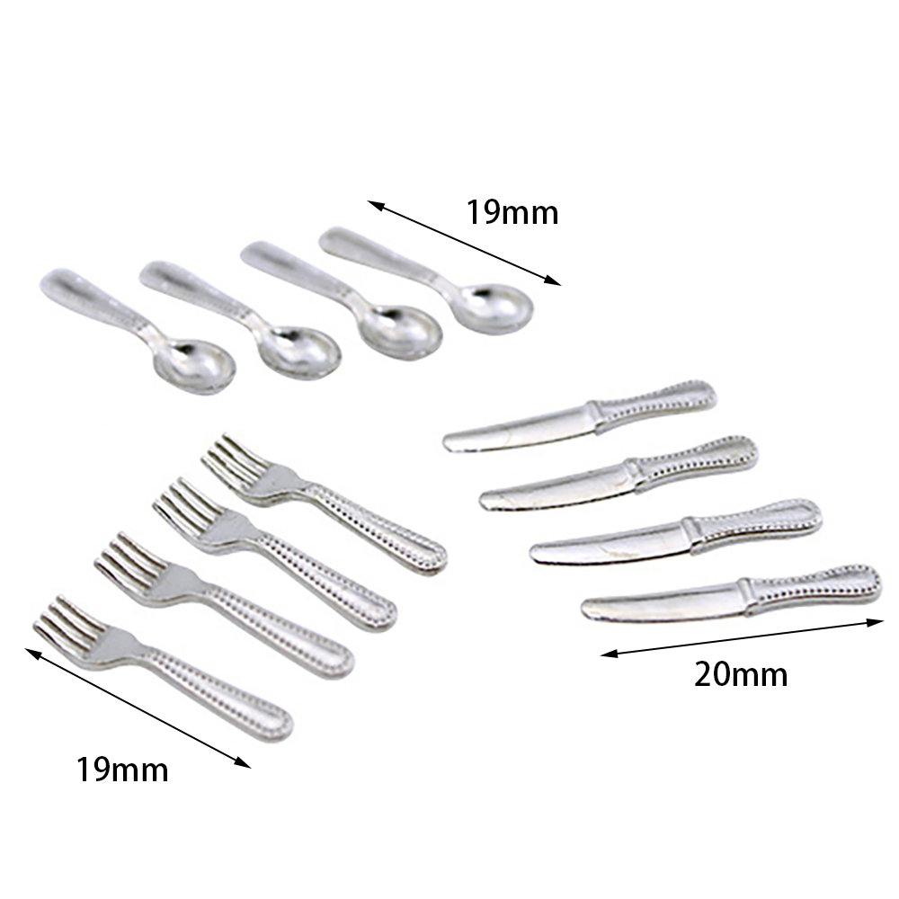 12Pcs 1/12 accessori in miniatura per casa delle bambole Mini stoviglie simulazione coltello da cucina forchetta zuppa cucchiaio giocattoli per la decorazione della casa delle bambole: E