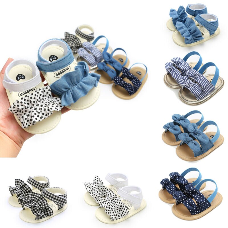 Pudcoco Zomer Kind Baby Meisje Strik Sandalen Lederen Sandalen Zomer Party Prinses Zachte Zool Flip-Flop Crib Schoenen 0-18M