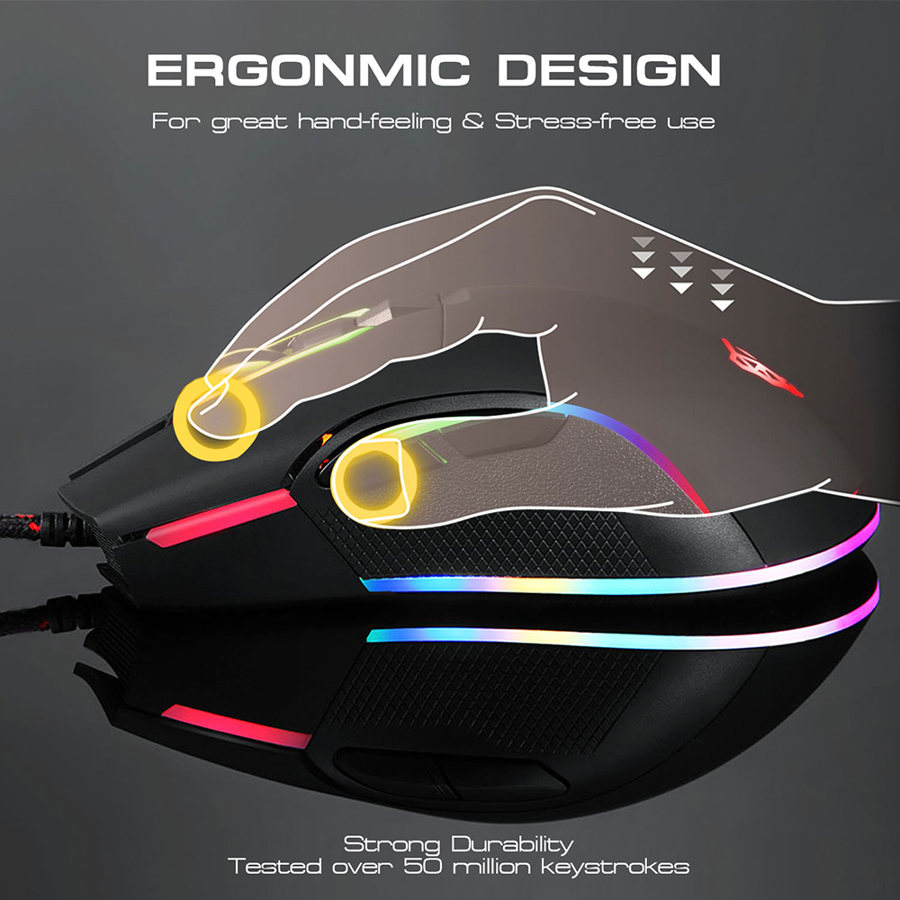 Motospeed V70 Wired Gaming Mouse Lightweight RGB Backlight 7 Keys Macro Programming Optical Sensor Mouse Gamer For PC Laptop
