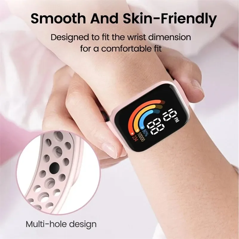 YIKAZE LED Digital Watch for Kids Sports Waterproof Digital Watches Boy Girl Childrens Silicone Watch Electronic Clock