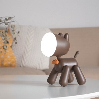 Verscheidenheid Cartoon Hond Licht Led Leeslamp Usb Oplaadbare Kinderen Slaapkamer Hoofdeinde Nachtlampje: brown