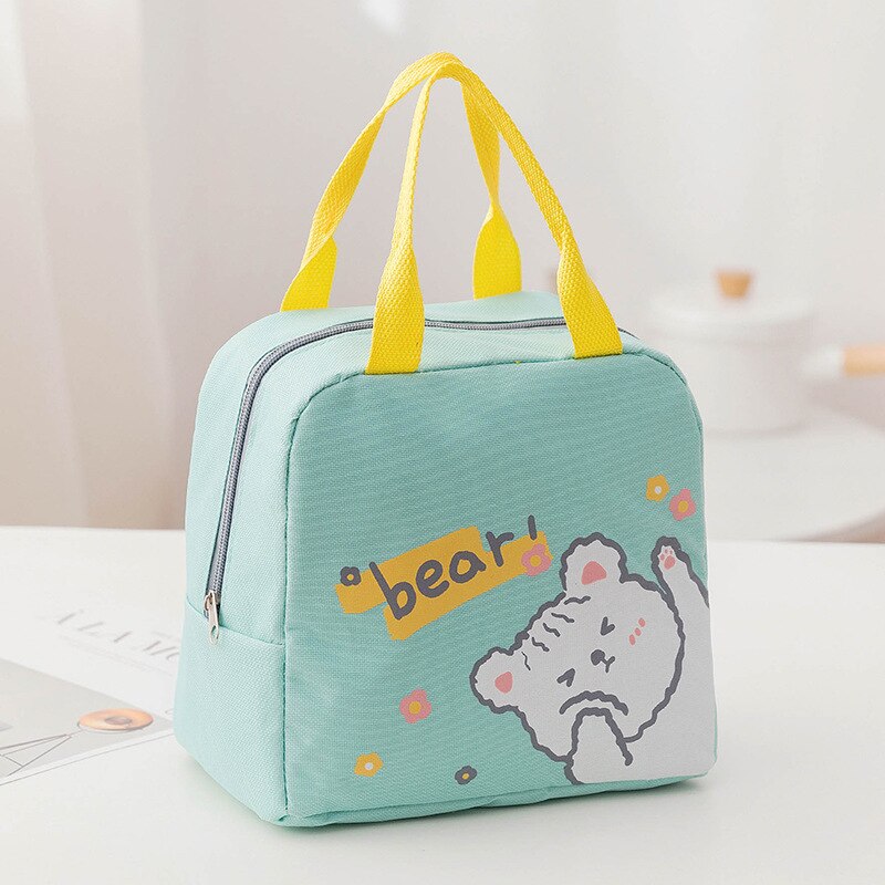 Kinderen School Lunchbox Draagbare Lunch Bag Lunchbox Thermische Geïsoleerde Lunch Box Tote Koeltas Bento Pouch Lunch Container: green