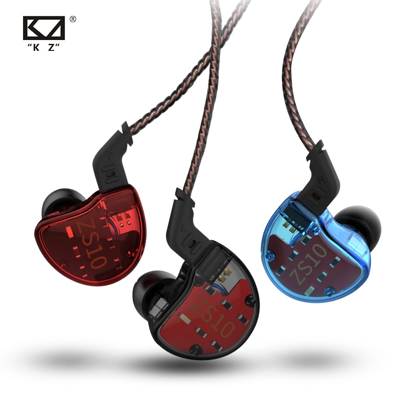 KZ ZS10 auriculares 4BA + 1 DD híbrido en el oído Auriculares auriculares con graves de alta fidelidad DJ Monitor de auricular auriculares KZ ZS6 AS10 ZST ES4 ED16 BA10