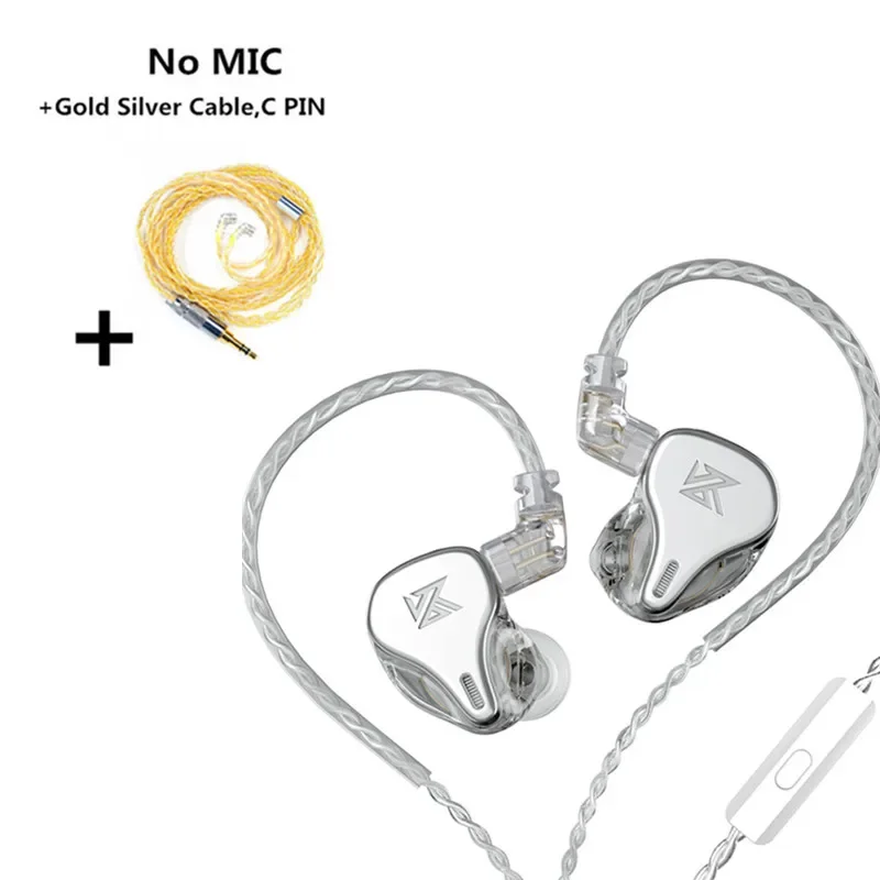 Kz  dq6 3dd dynamische driver in-ear oortelefoon hifi muziek sport headset met 2- pins kabel kz edx zsn pro zsx dqs zvx zexpro: Goud