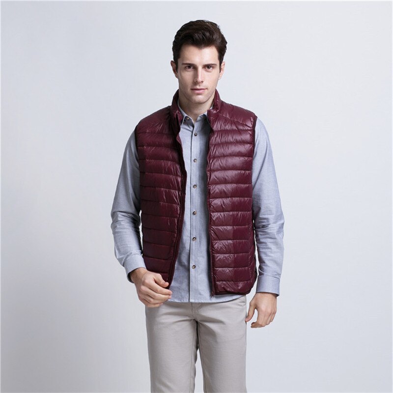 Vest Mannen Winter eendendons Ultra Licht 90% Eendendons Vest Losse vest vest Mouwloze jas 3XL X566