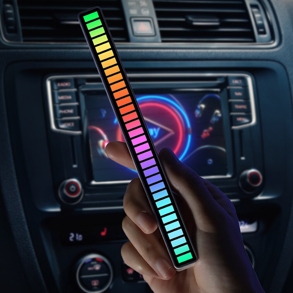 RGB Sound Control Pickup Rhythm Light USB Rechargable Voice-Activated Music Ambient Lights LED Strip Light Car Atmosphere Lamp