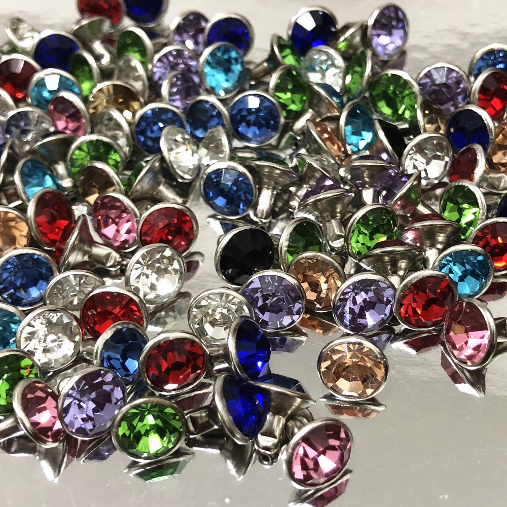 Colorful Rivet Coming 8MM 50 Sets Cz++ Multi Color Crystal Rivets... – Vicedeal