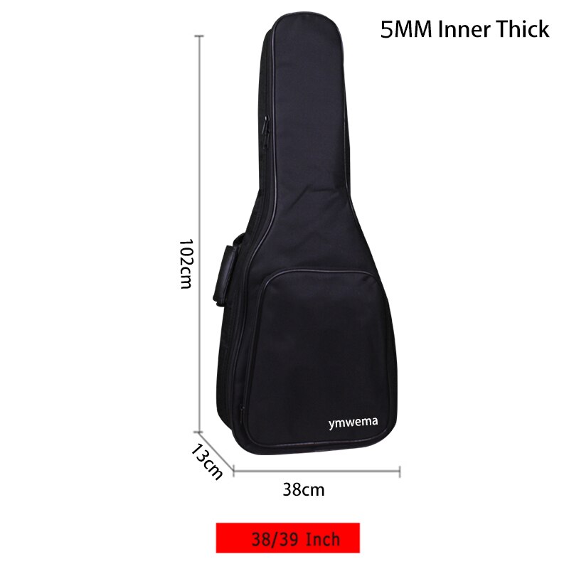 Funda para guitarra acústica 600D, 34/41 pulgadas, impermeable, tela Oxford, 5 MM, algodón, correas dobles, acolchada, mochila para guitarra: 39 Inch