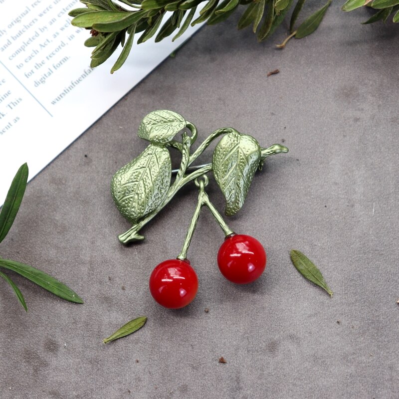 HUANZHI Vintage émail vert couleur plante perles broche arbre Lotus feuille myrtille fleur bambou broche pour femmes bijoux: 7