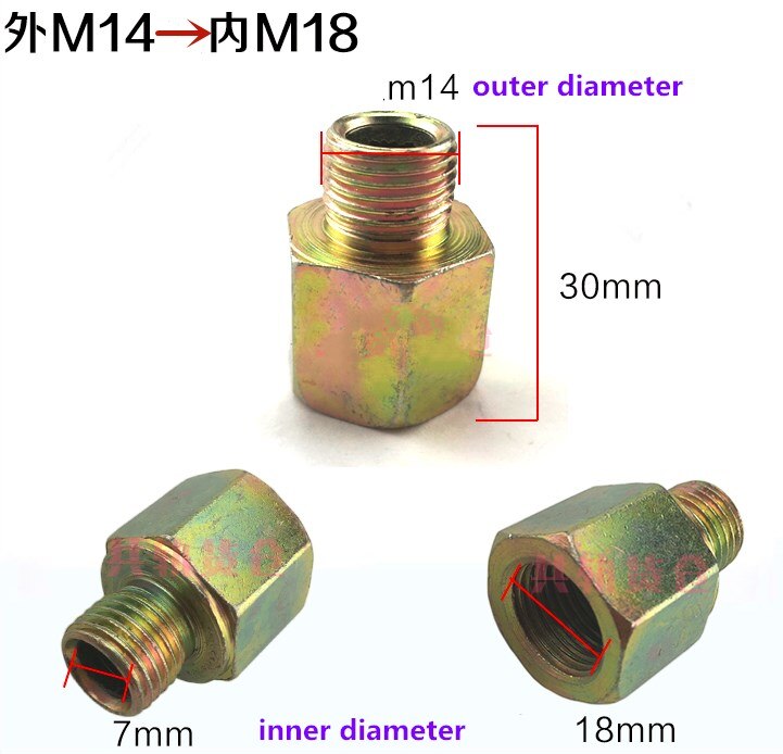 ! Tubing conversion joints, high-pressure tubing conversion interface, test-tubing adapter: M14-M18