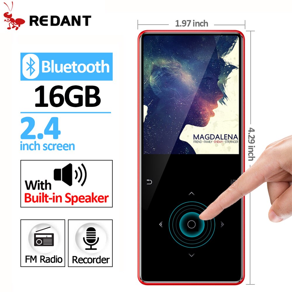 Reproductor MP4 Bluetooth 4,2 Con altavoz auricular E-book Radio FM Video MP4 música HiFi reproductor Delgado MP 4 walderman 8GB 16GB 32GB 40GB