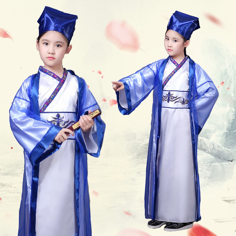 Chinese Stijl Geleerde Kleding Oude Nationale Kostuums Traditionele Kinderen Hanfu Gewaad Cosplay Stage Performance Tonen Slijtage