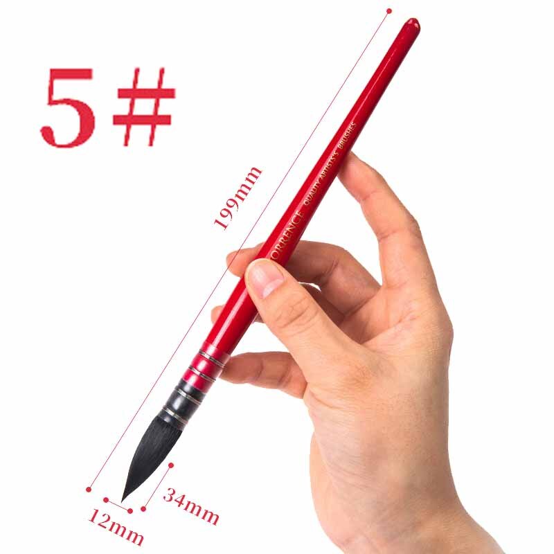 Round Squirrel Hair Watercolor Paint Brushes Set Handmade PaintBrush for Art Painting Gouache Wash/Mop Acrylic Brush Supplies: 5