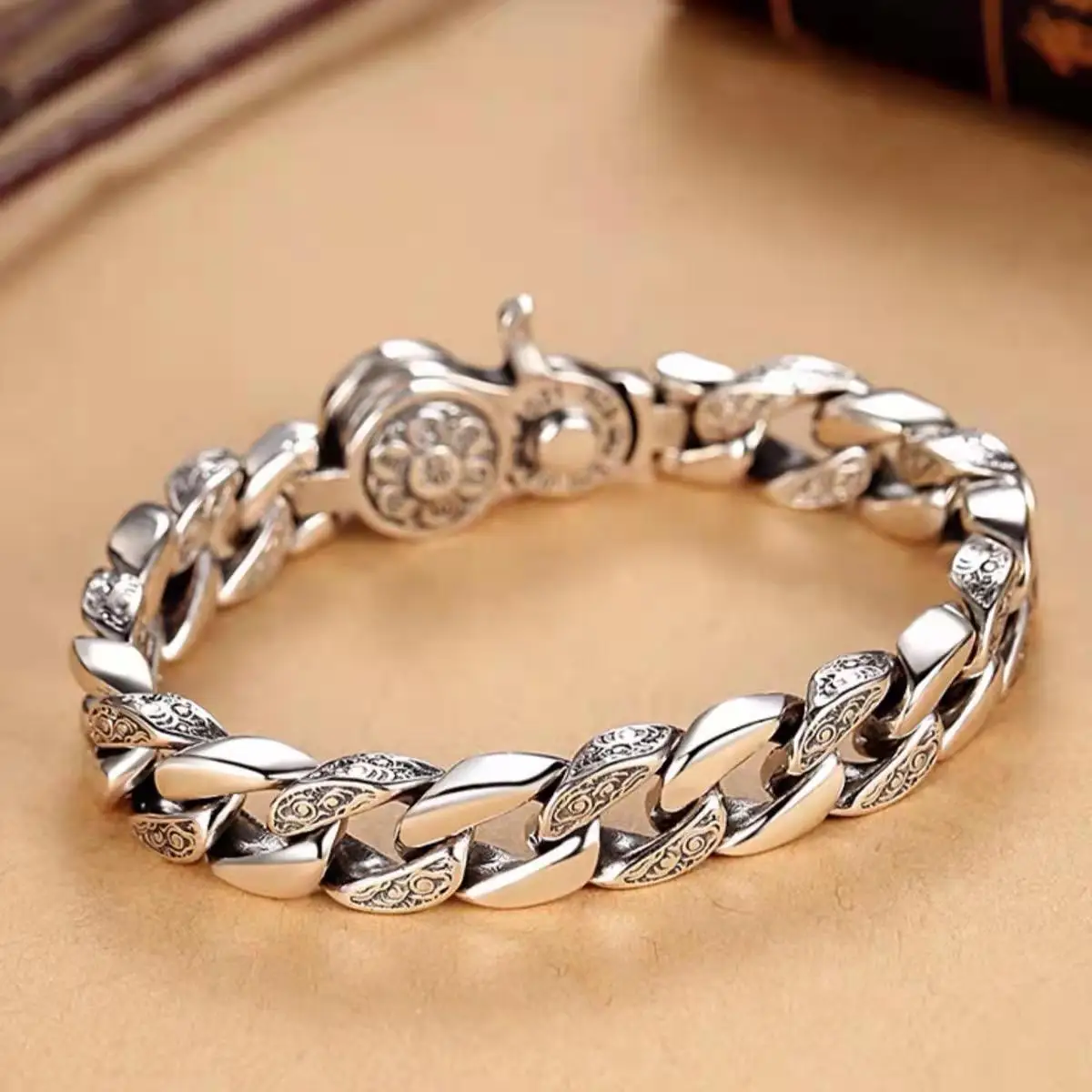 Hx Nieuw Lucky Jinbao Paixiu Dominante Heren Handgemaakte Zilveren Armband Retro Trend Armband Mode Sieraden Accessoires