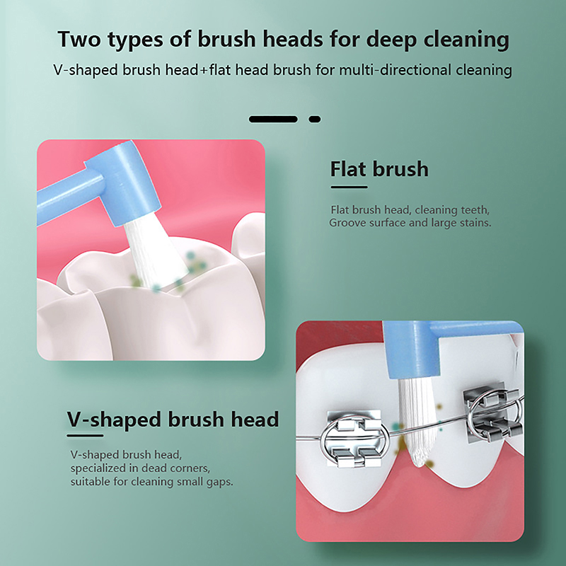 Cepillo Interdental de ortodoncia, cepillo de dientes suave de doble haz, herramienta de cuidado bucal, implante de cabello suave de cabeza pequeña para adultos