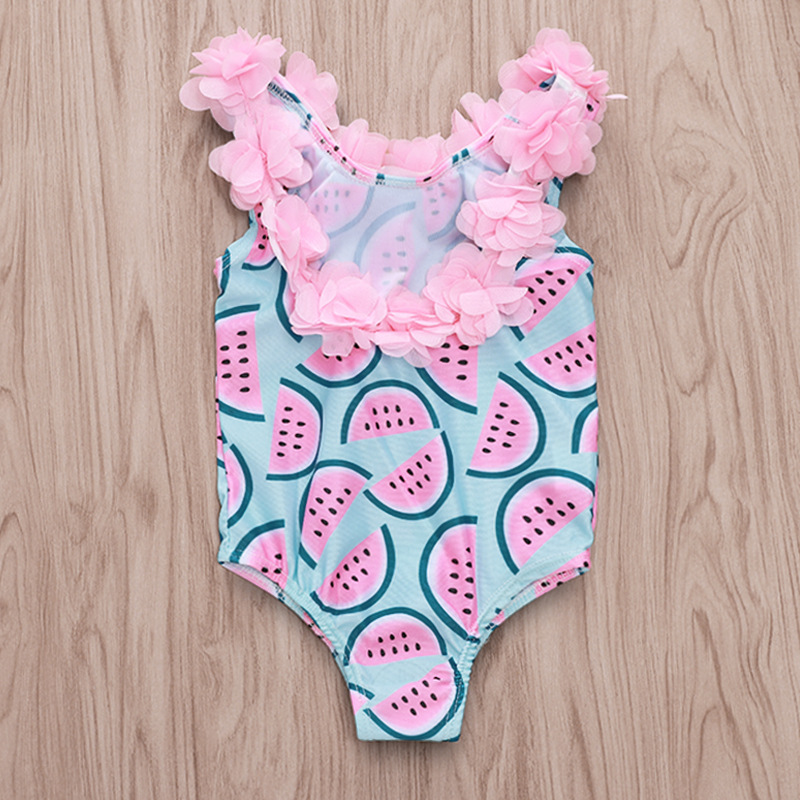 Ét stykke dragter toddler baby baby piger vandmelon badedragt 3d blomster badetøj svømning bikini  q20