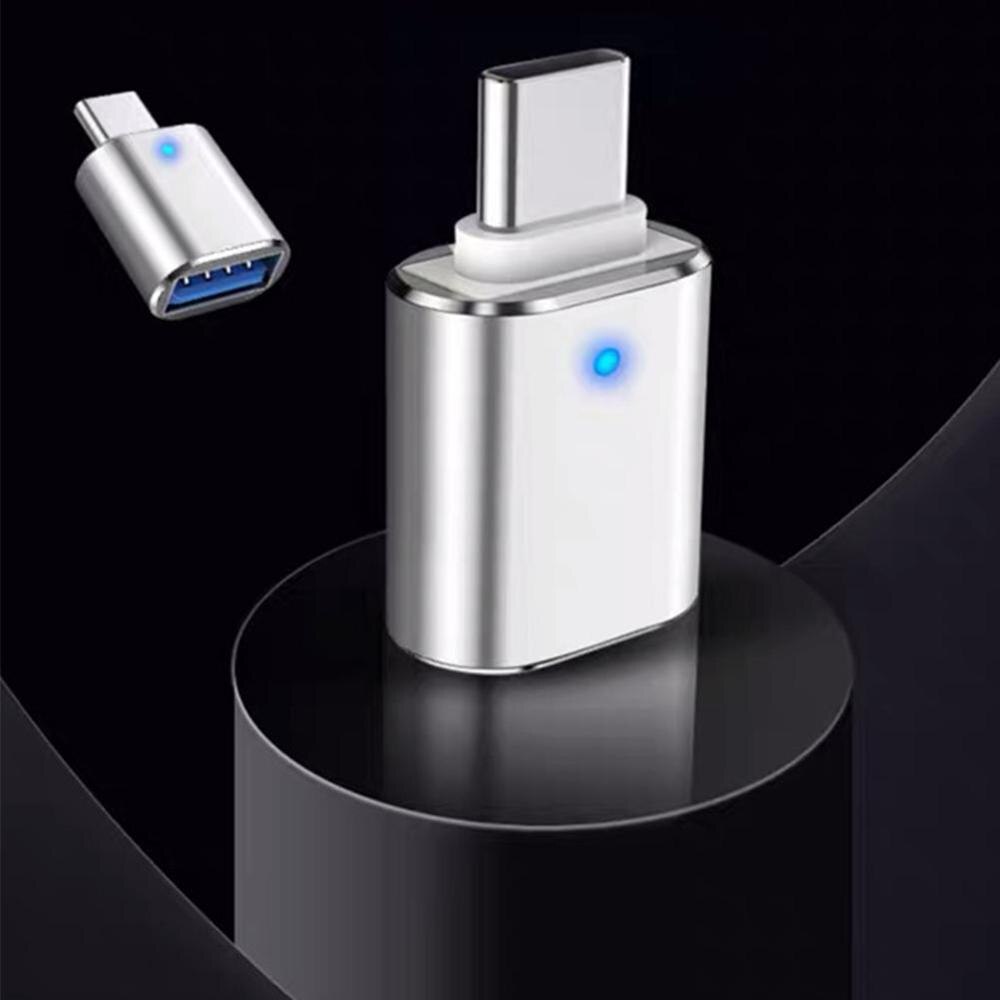 USB-C USB 3,1 tipo C macho a USB 3,0 hembra, convertidor de datos, luz de adaptador, adaptador de datos OTG, Hub USB con luz