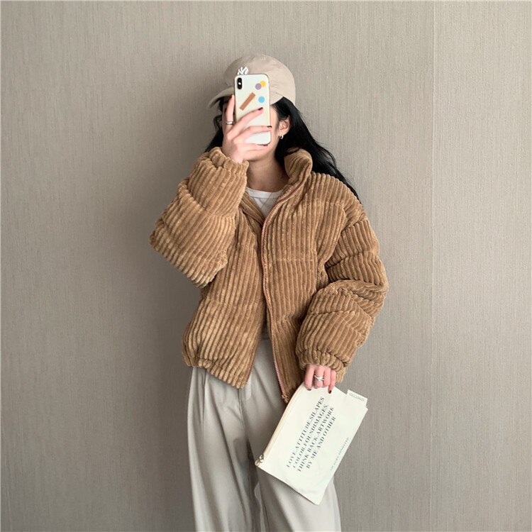 Abrigo informal PANA liviano y fino con cremallera para mujer, chaqueta con bolsillos, ropa holgada de Color sólido con relleno de algodón
