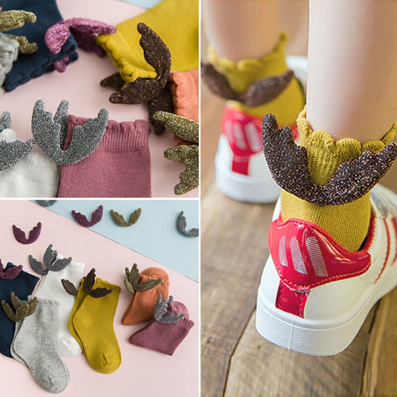 Skarpetki dla niemowląt ze skrzydłami anioła skarpetki dla dzieci z bawełny dla dzieci solidne urocze skarpetki 1-8 lat