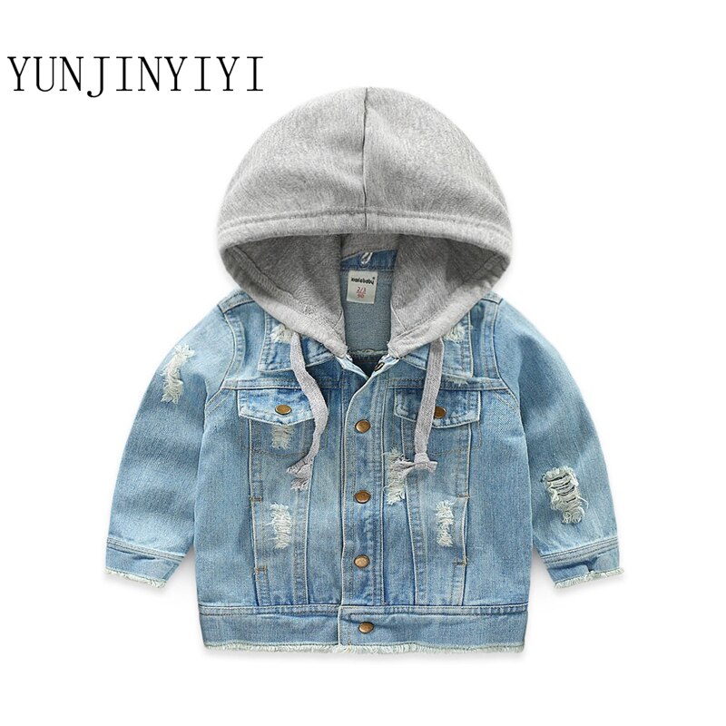 kinderen denim jas jongen jas kleding mode kinderen vest kinderen jas denim hooded shirt: 5