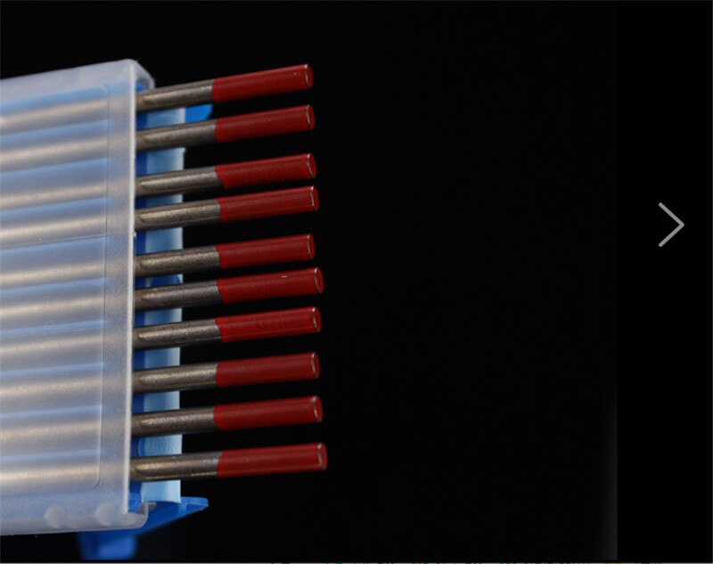 Electrodo de tungsteno toriado, cabeza de tungsteno, aguja de Color rojo, 10 unidades, WT20 1,0/1,6/2,0/2,4/3,0/3,2/4,0/150mm x 1/16mm
