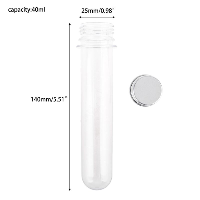 Plastic Test Tubes Clear and Transparent Candy Storage Containers with Screw 40ml 10PCS L4MD