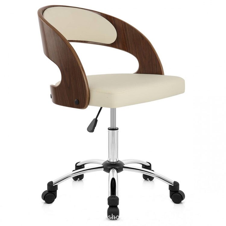 Art Computer Chair European-style Special Home Office Chair Student Backrest Chair Swivel Chair Seat Solid Wood Ergonomic Chair: Brown and white