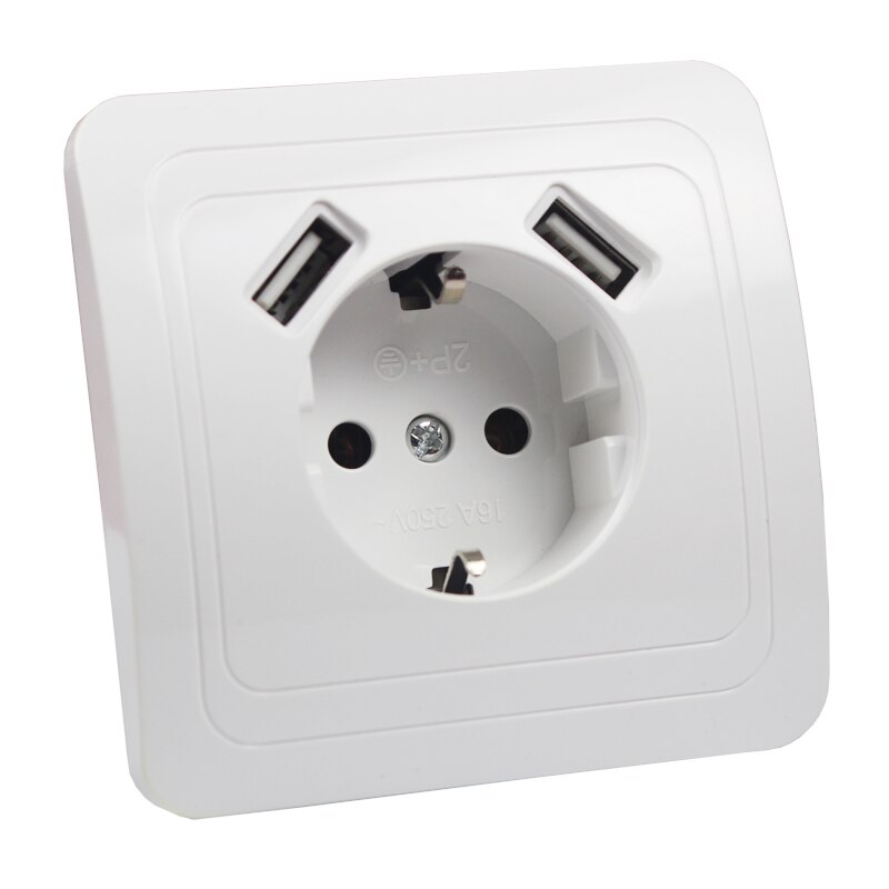 style USB Wall Socket Double USB Port 5V 2A pared prise electrique prise usb murale steckdose FB-01: double usb socket