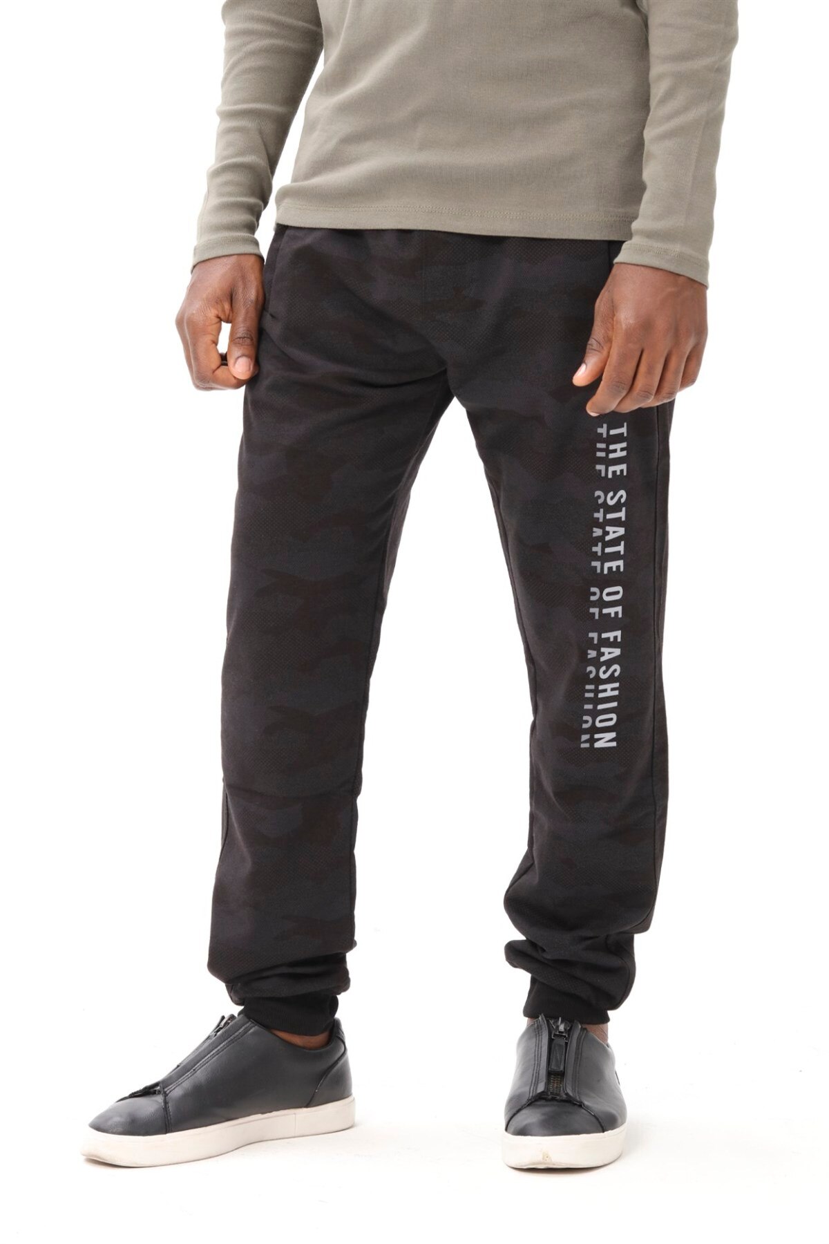Homme Eşortman noir trotteur étroit
