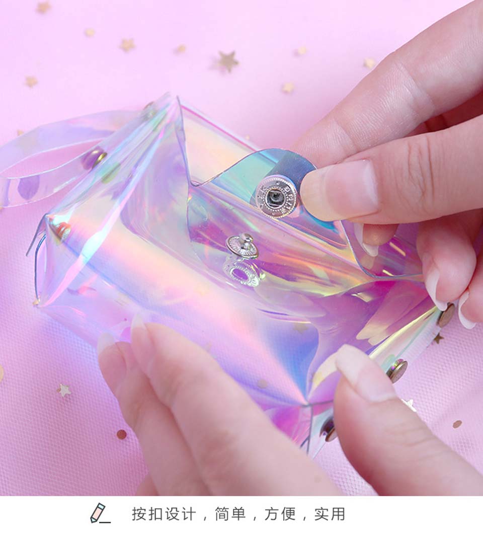 Genomskinlig myntväska kvinnor liten plånbok kvinnlig växlingsväskor mini barnfickor plånböcker nyckelkortshållare pvc handväskor