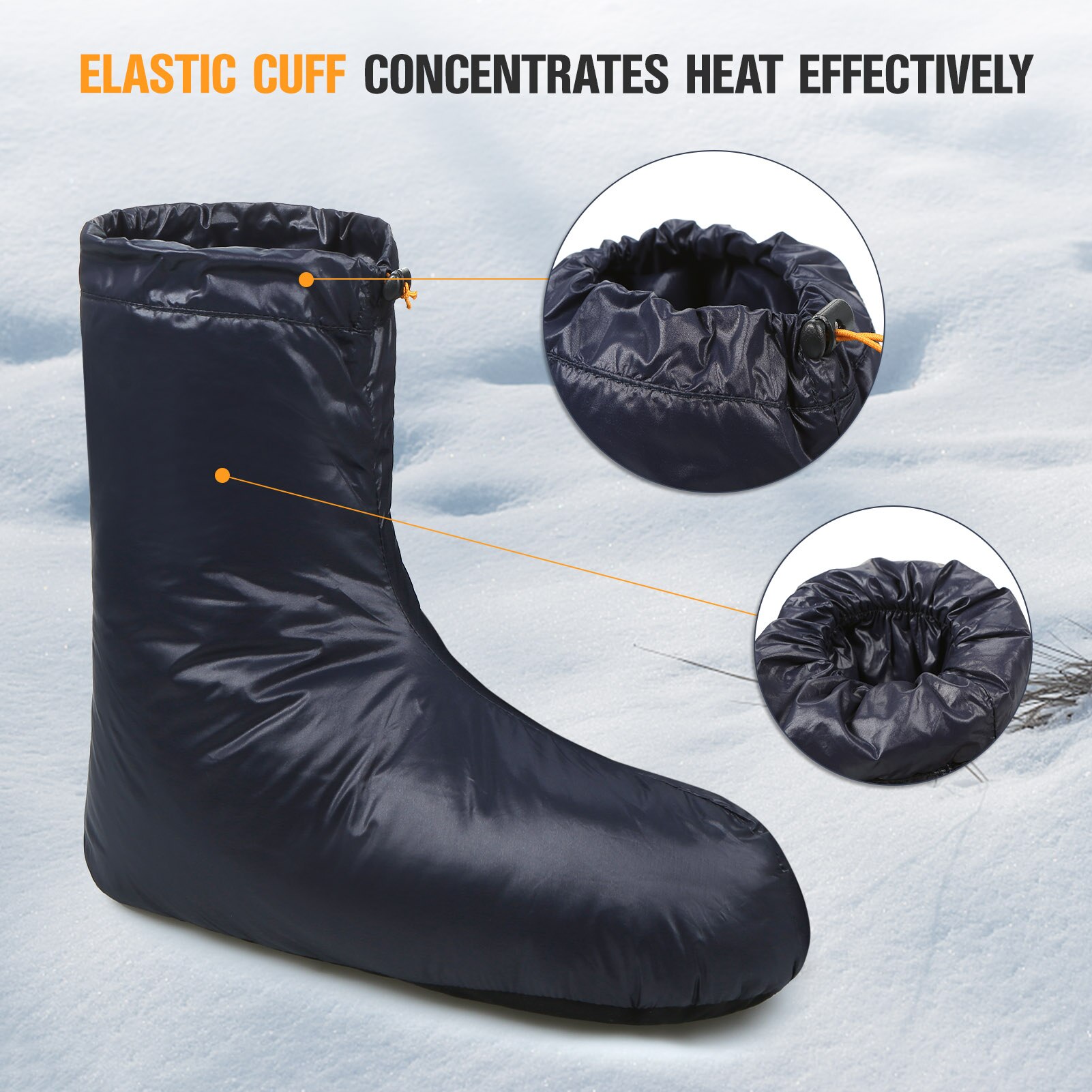 Lixada – chaussons en duvet pour l&#39;hiver, chaussons chauds et doux, coupe-vent, avec cordon de serrage réglable, pour dormir en Camping