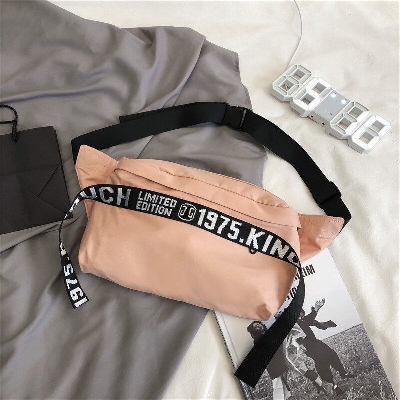 Marca original casal saco de peito moda grande capacidade saco do mensageiro rua personalidade hip hop bolsa de ombro meninas saco casual: Rosa