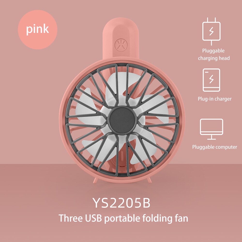 Mini usb-fläkt bärbar handhållen fläkt 180 ° rotation laddningsbart inbyggt batteri 500 mah praktisk luftkylningsfläkt för utomhusbruk: Röd