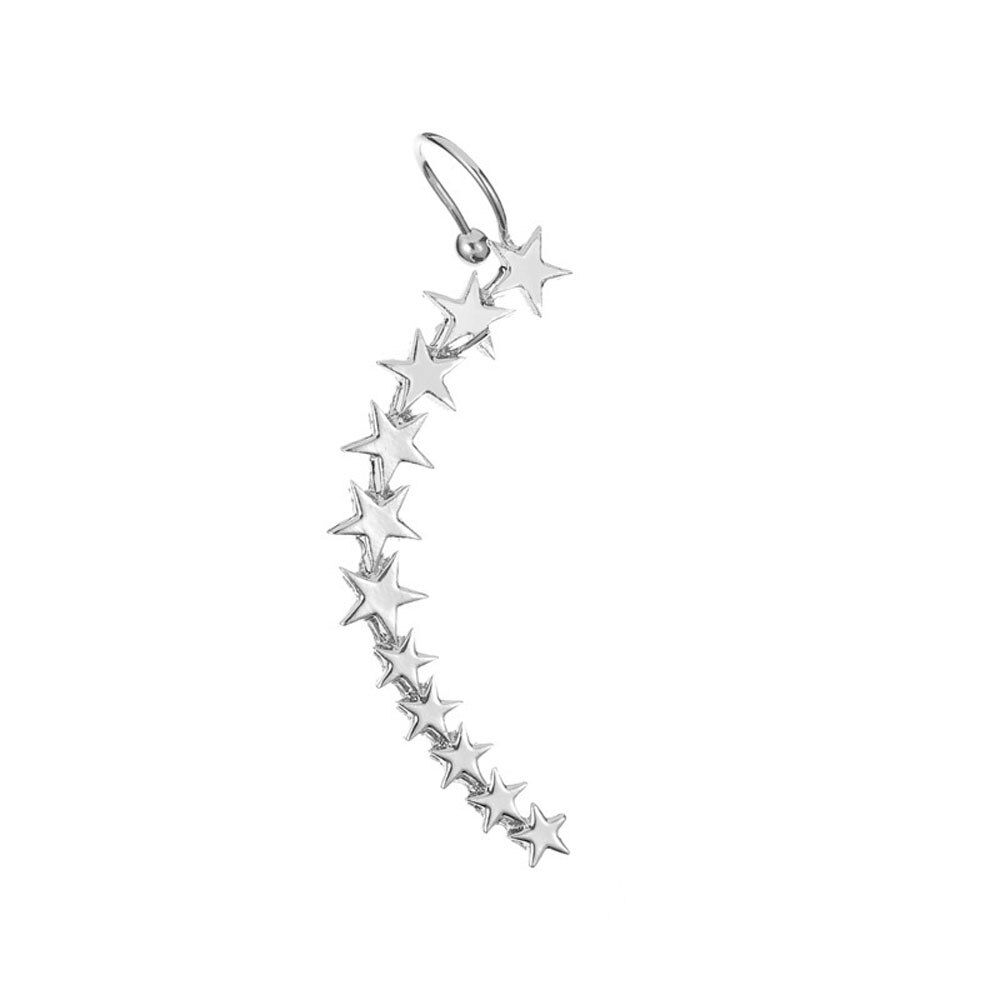 Mode Gouden Kleur Ster Vorm Lange Oor Manchetten Bohemian Clip Op Oor Manchet Voor Vrouwen Earring Clips Sieraden: platinum