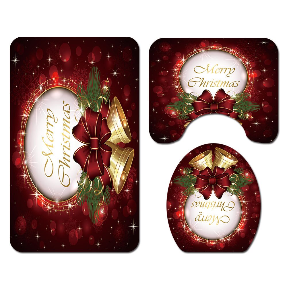 Zeegle Kerst Badmat En Douchegordijn Set Antislip Douche Floor Mat Absorberende Wc Tapijt Voet Mat Wasbare badmat Set: SDS37
